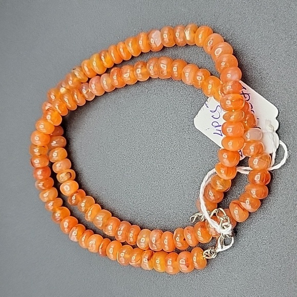 Unbranded Jewelry - 730 Cts Natural Orange Carnelian Round Rondelle Beads Gemstone Beaded Necklace